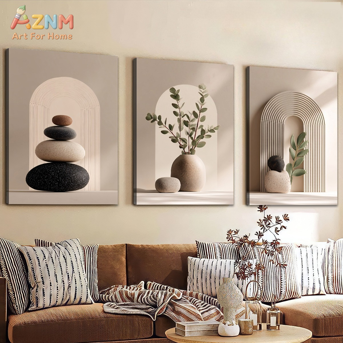 Photography Angle - AZNM Boho Arch Stacked Stone Eucalyptus