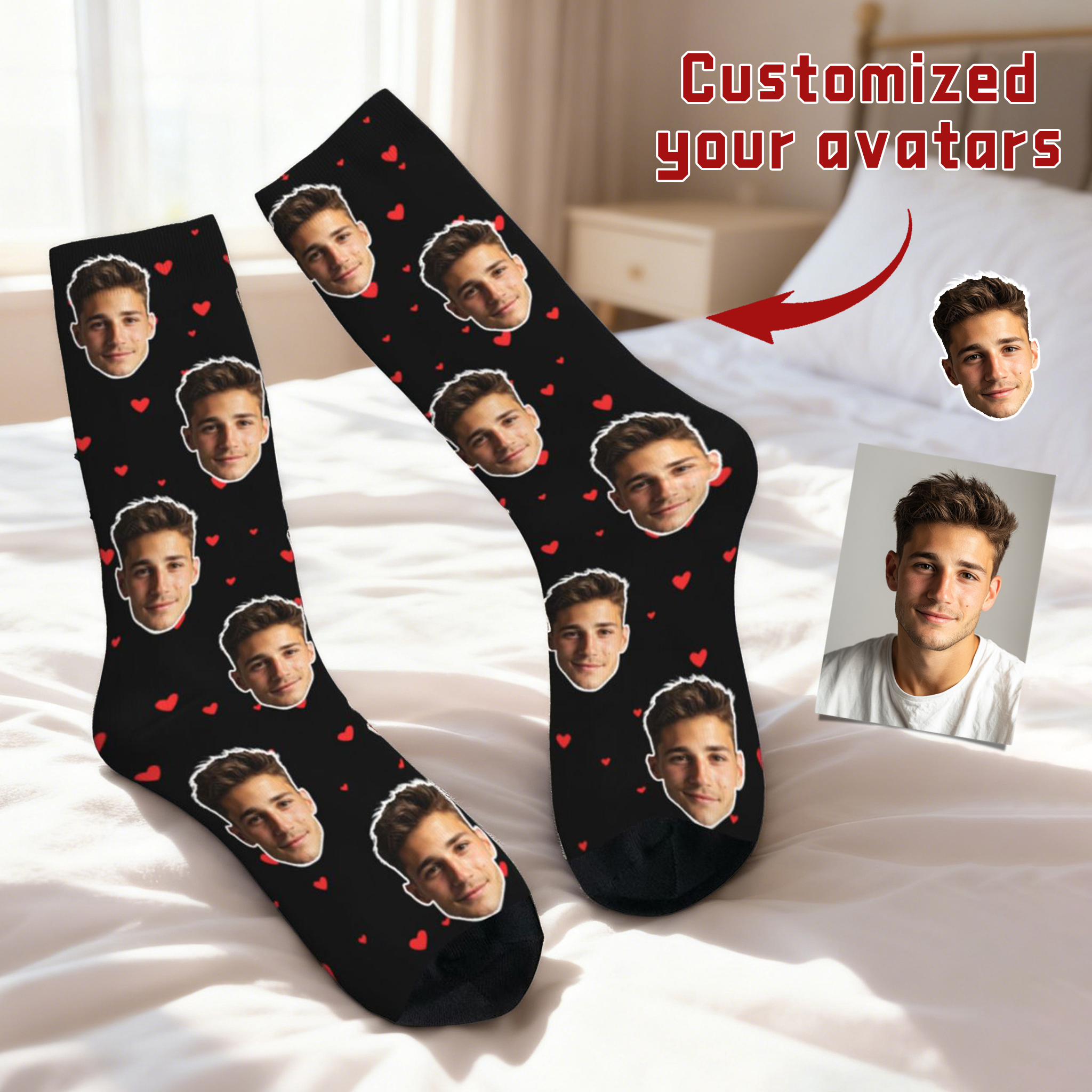Photography Style - Customized face-shaped socks Unisex customized socks
