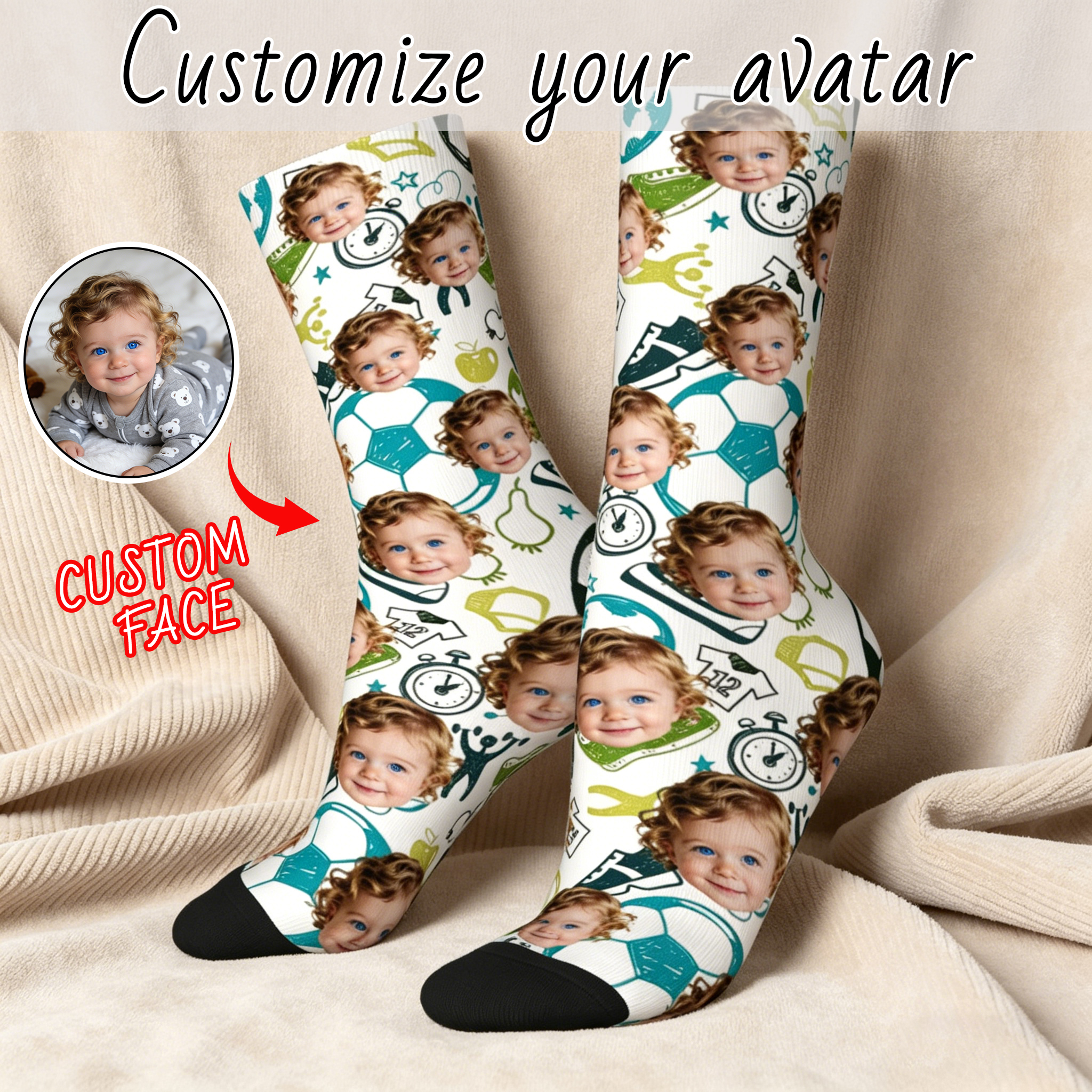 Photography Style - CUTE Customized face-shaped socks DIY Unisex