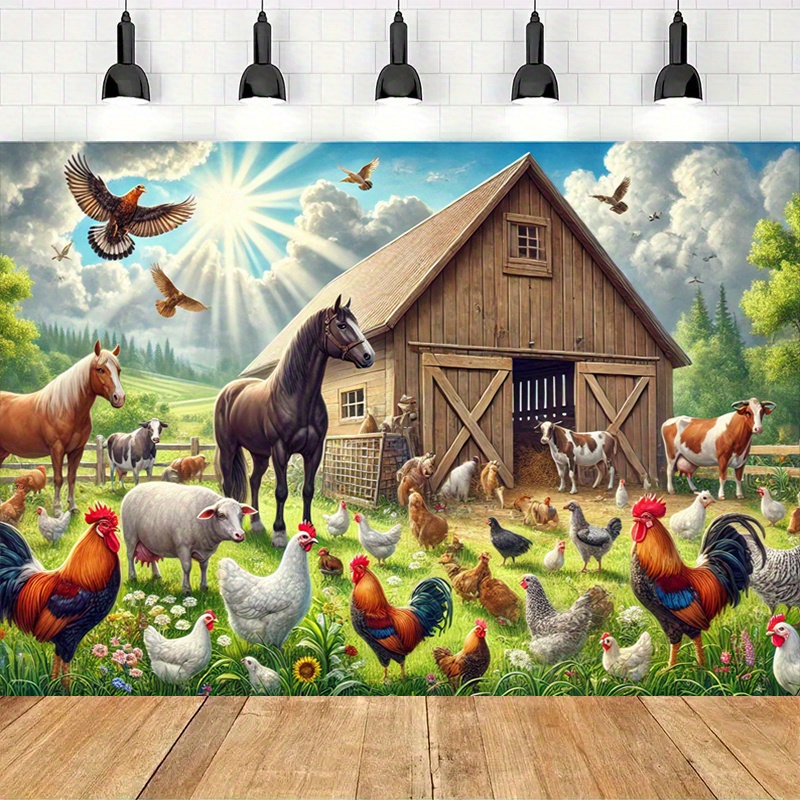 2D curtain banner, large farm  - Photography Duck avis et prix