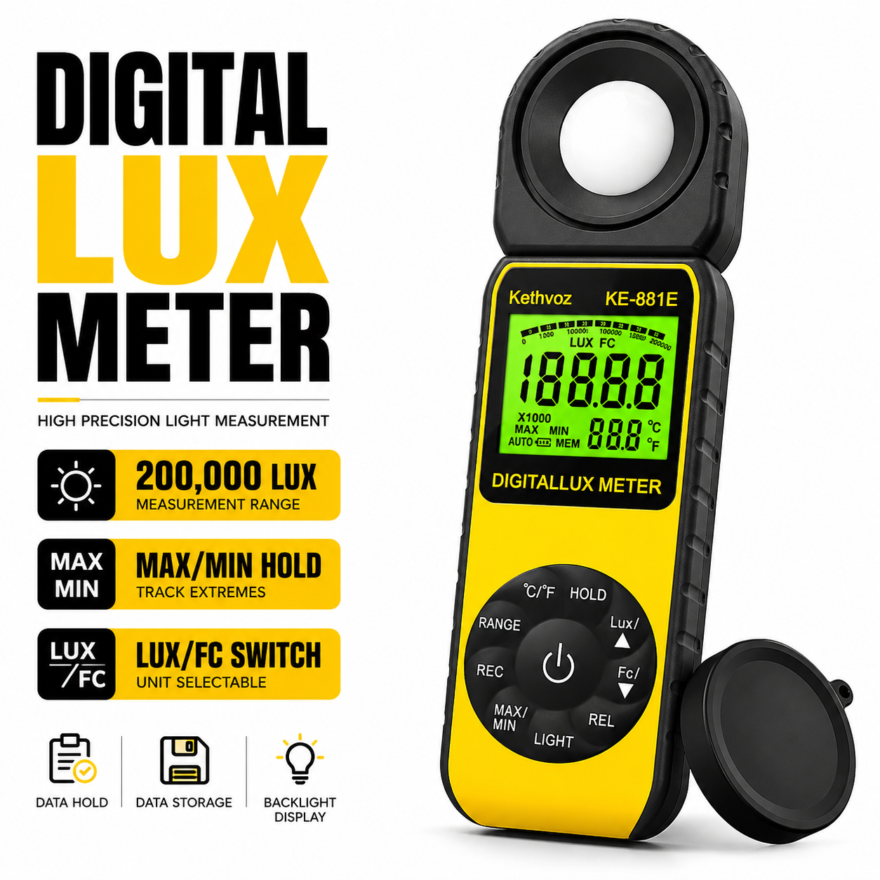 HP-881E Digital Luxmeter 0.1-3 - Light Meter Incident avis et prix