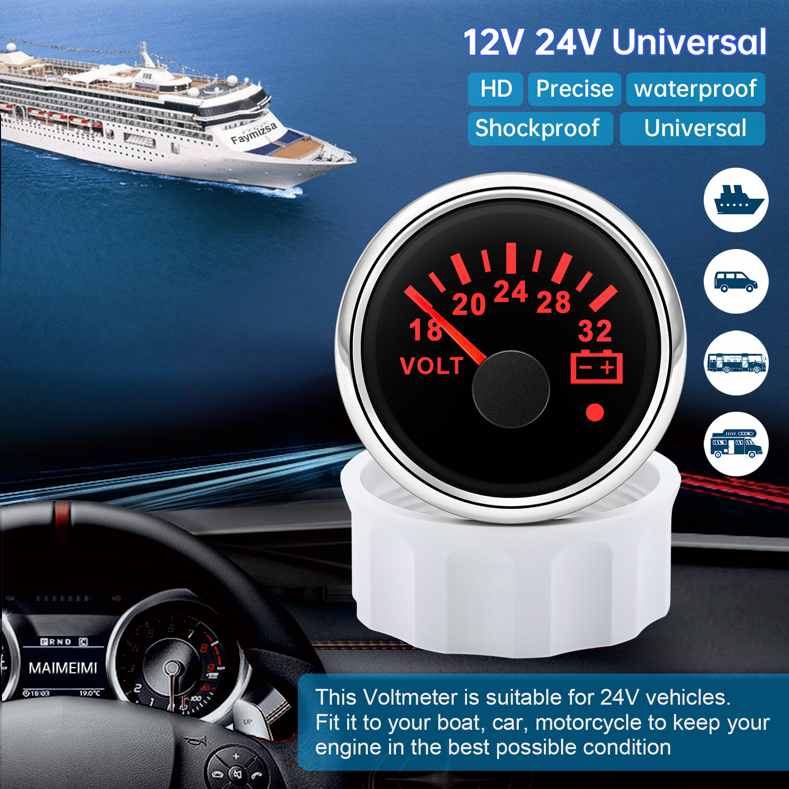 52mm Voltmeter 7 Colors Backli - Light Meter Incident avis et prix