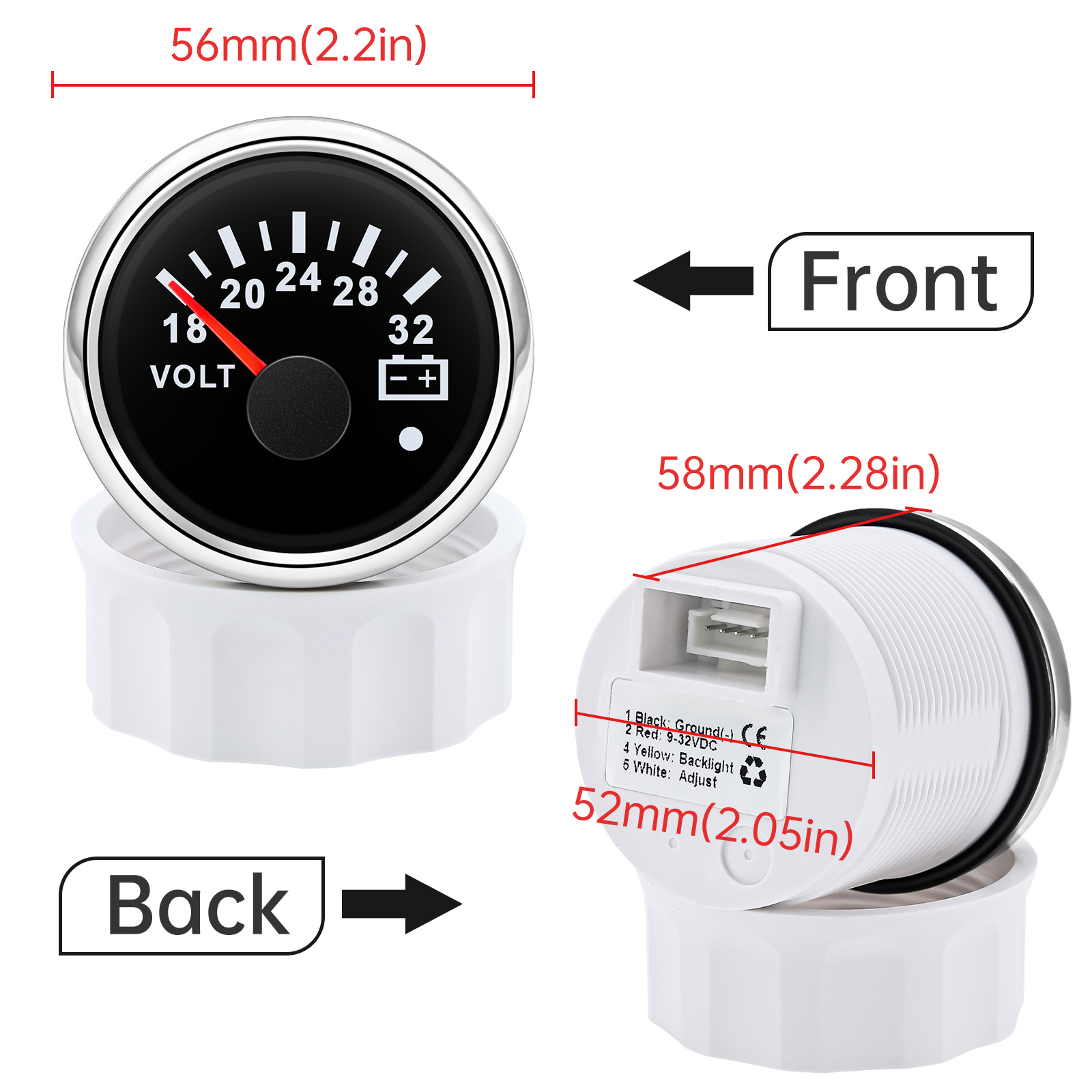 52mm Voltmeter 7 Colors Backli - Light Meter Incident avis et prix